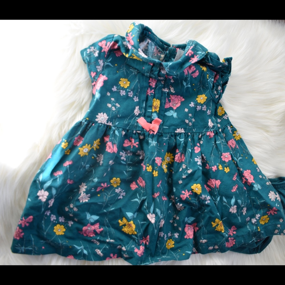 Teal Floral Carter’s Dress with Teal Bloomers